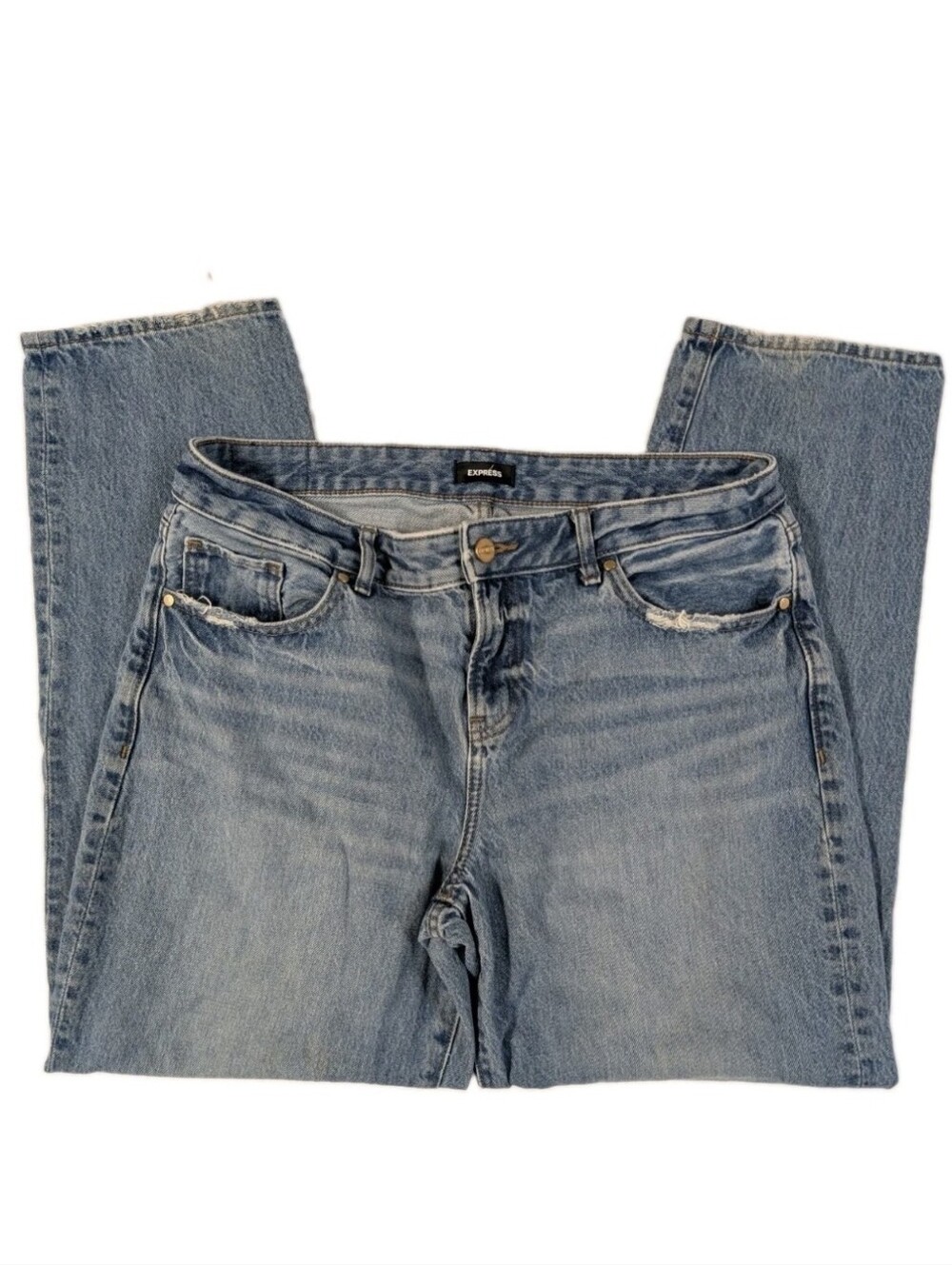 Express Womens Boyfriend Jeans Size 8R Low Rise Medium Wash 100% Cotton